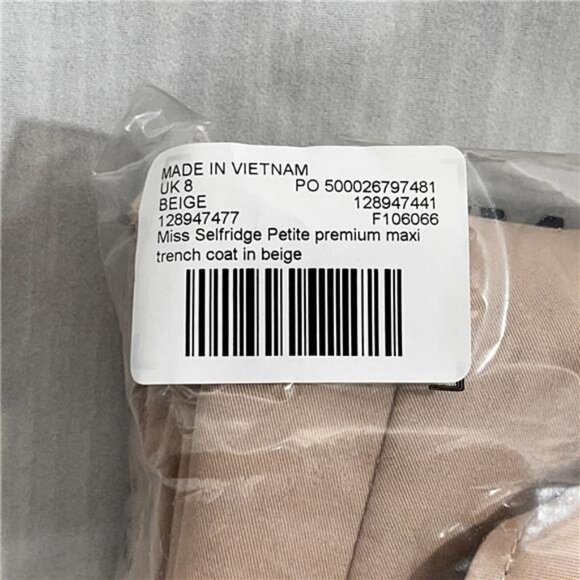 NWT Miss Selfridge Petite Premium Maxi Trench Coat in Beige Women's 4 UK 8 - Picture 4 of 4